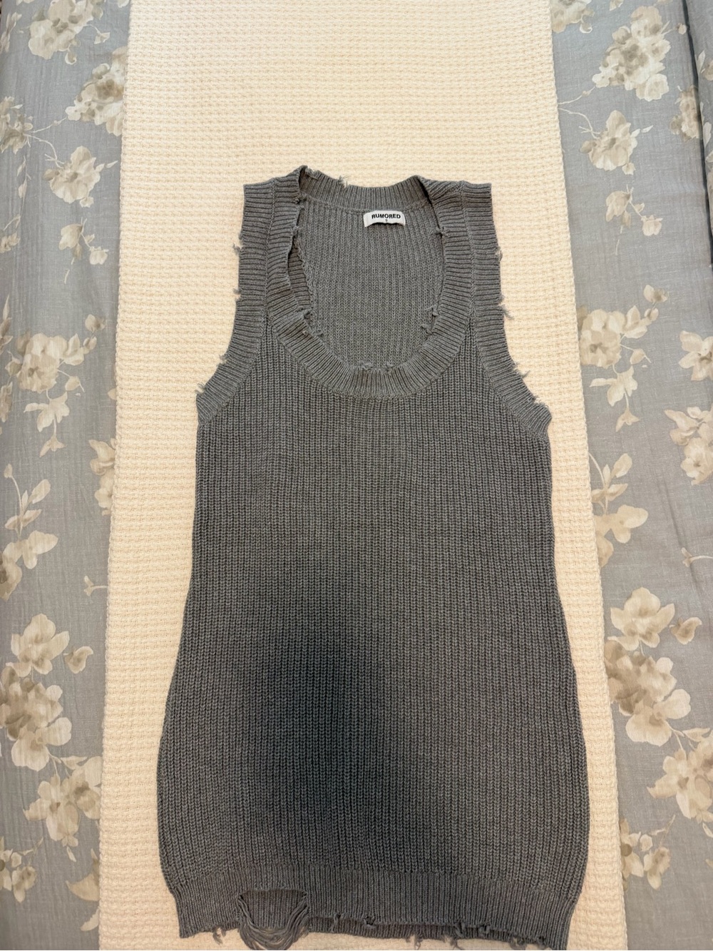 Rumored Gray Distressed Ribbed Knit SET